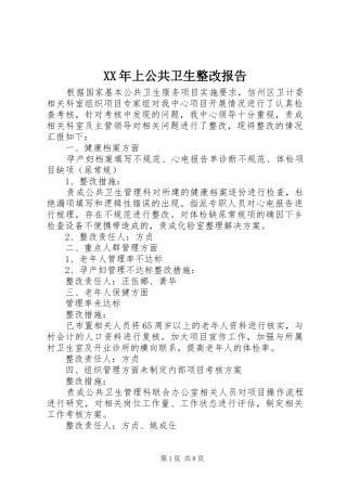 XX年上公共卫生整改报告