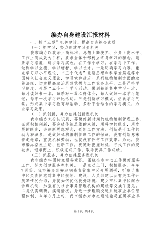编办自身建设汇报材料