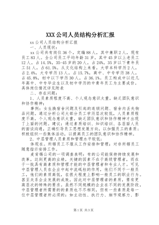 XXX公司人员结构分析汇报