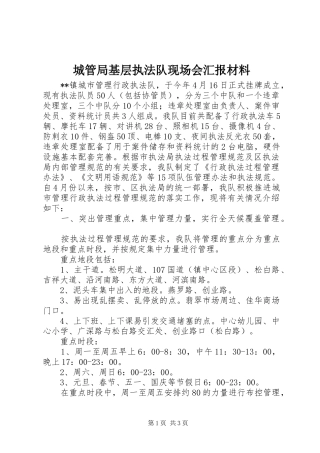 城管局基层执法队现场会汇报材料