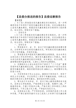 【县委办报送的报告】县委巡察报告