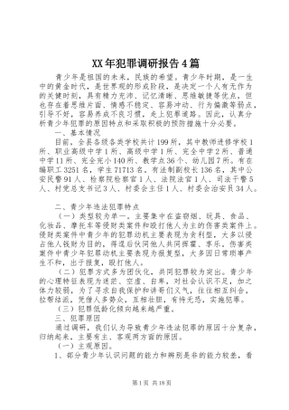 XX年犯罪调研报告4篇