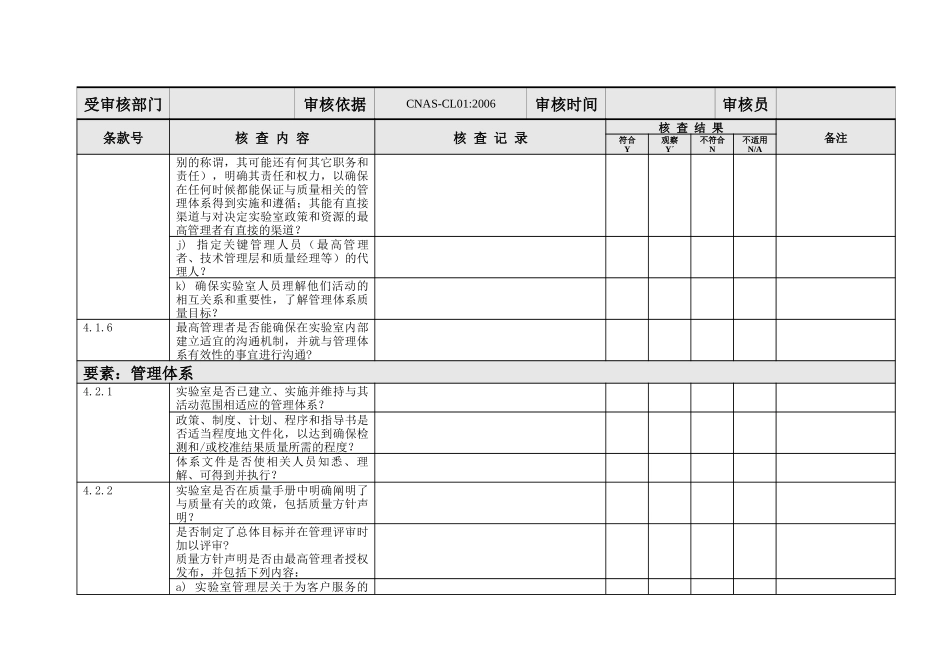 内审核查表(CNAS-CL01标准)_第3页