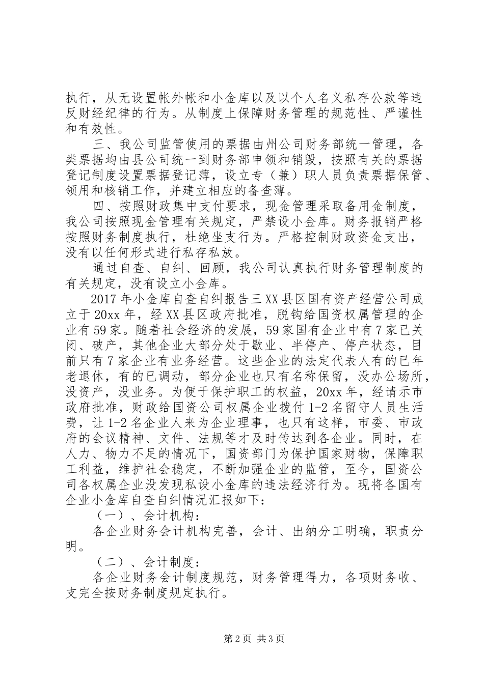 XX年小金库自查自纠报告三则_第2页