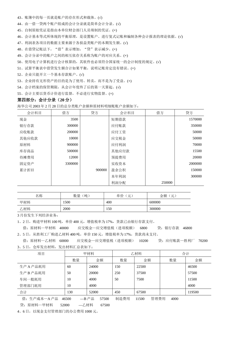 会计基础模拟试题( 20页)_第3页