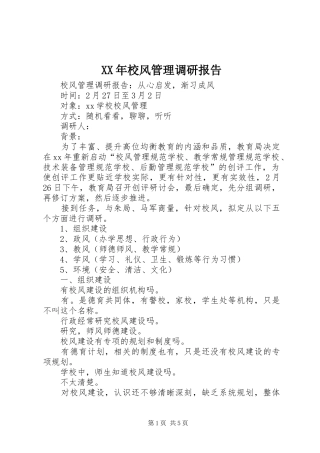 XX年校风管理调研报告