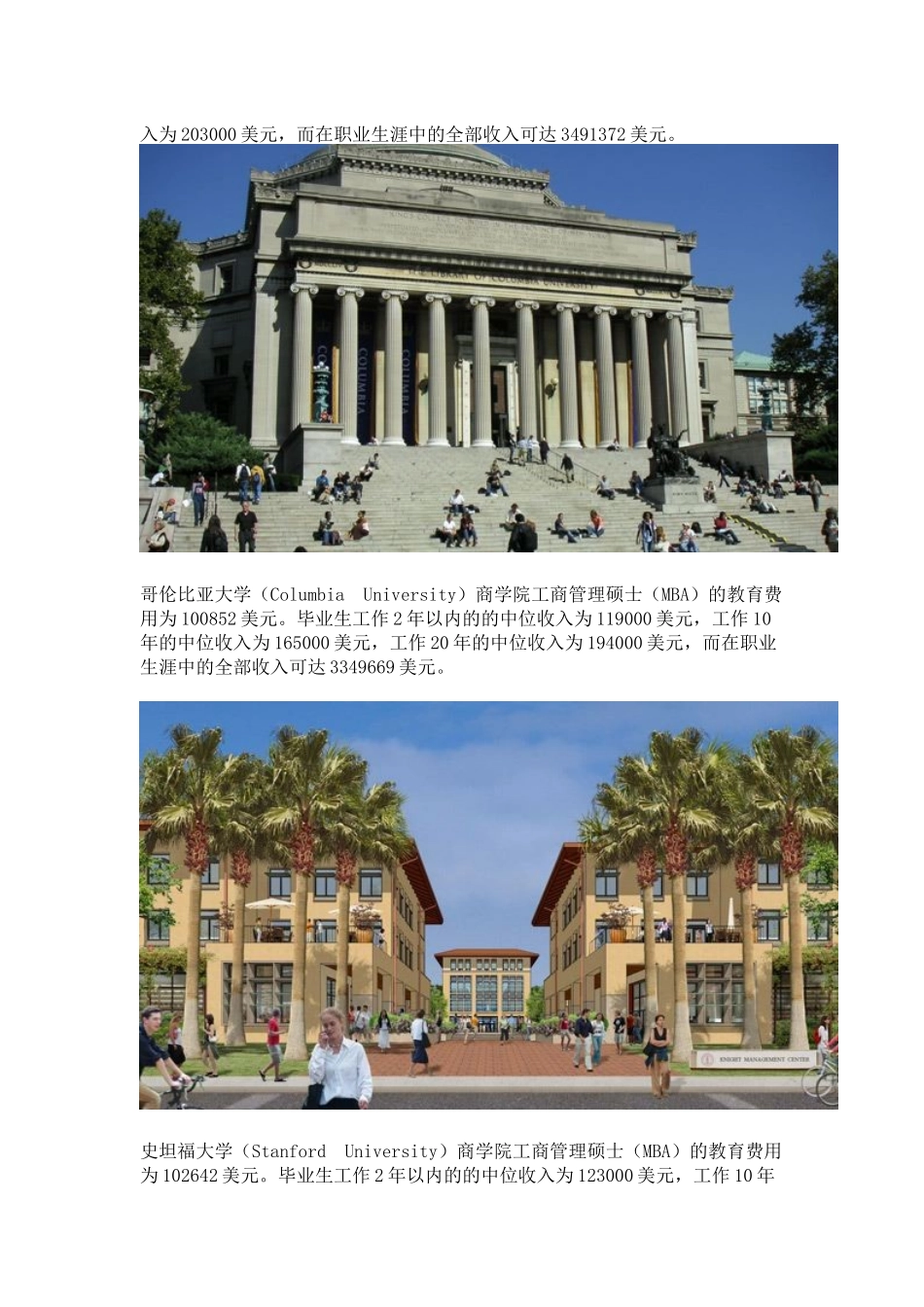 美国哪些大学MBA毕业生收入超百万_第3页