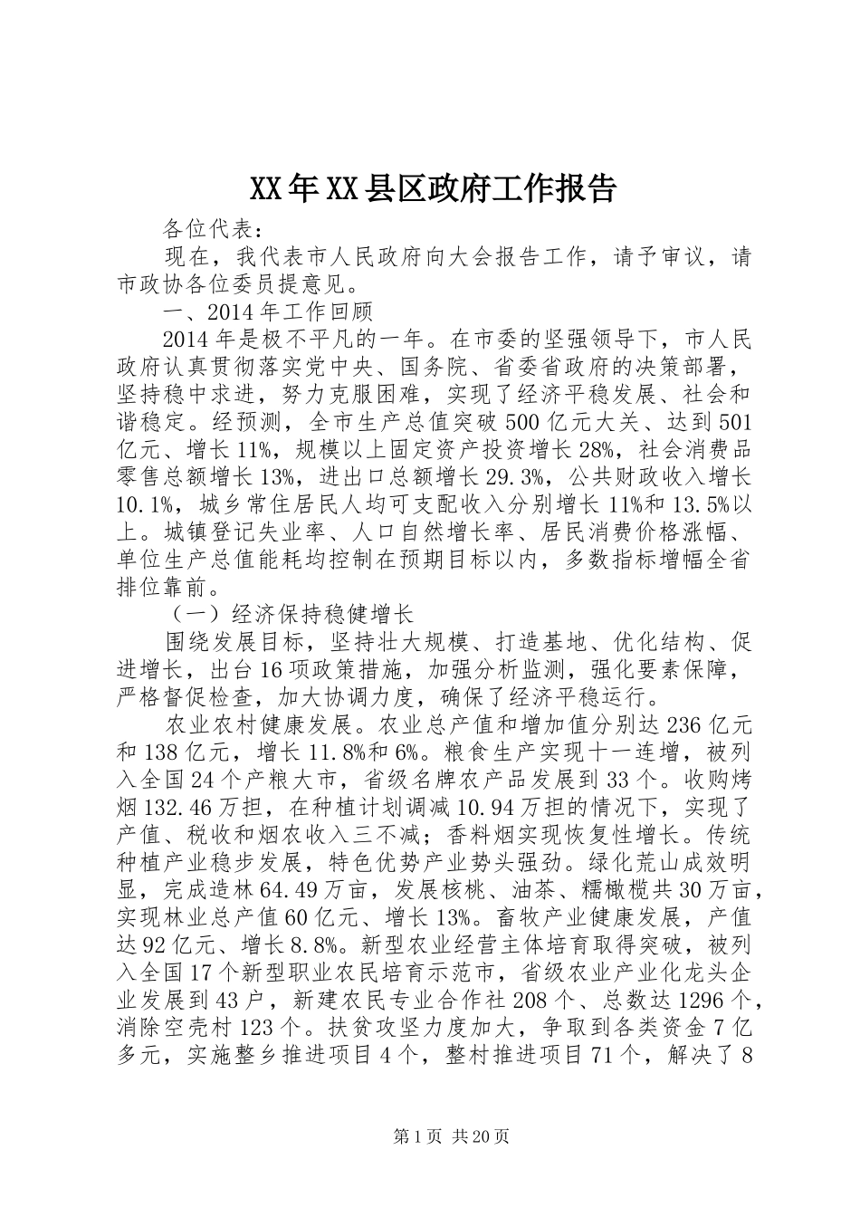 XX年XX县区政府工作报告 (37)_第1页