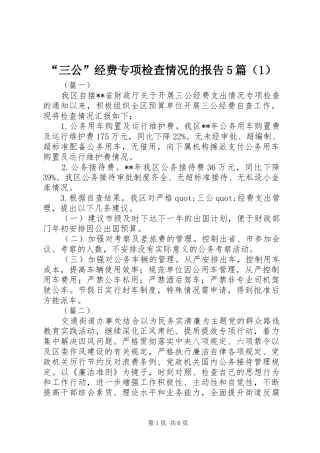 “三公”经费专项检查情况的报告5篇（1）