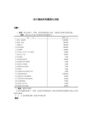会计基础实务题强化训练