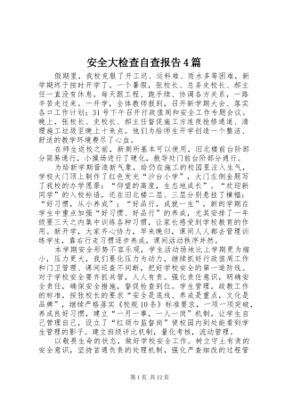 安全大检查自查报告4篇