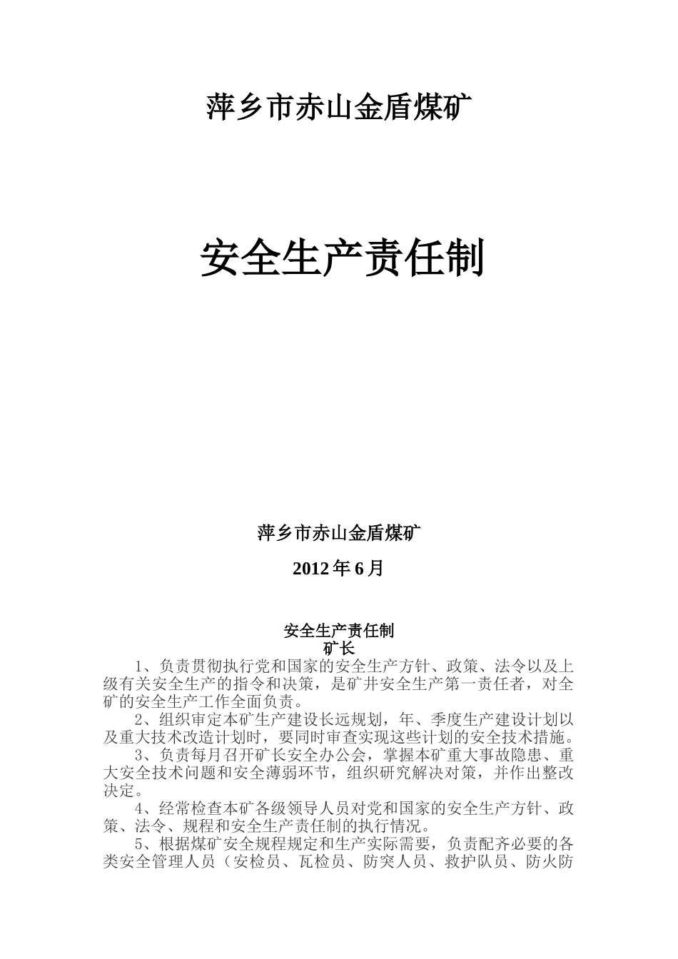 金盾煤矿安全生产责任制3_第1页