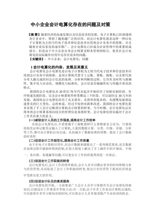 企业会计电算化存在的问题及对策