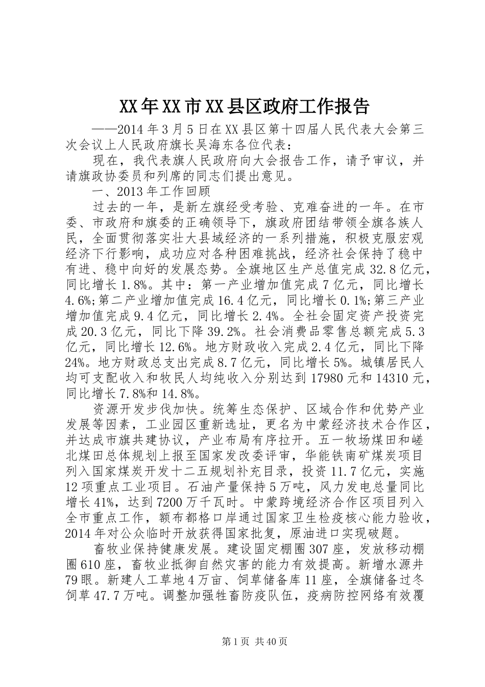 XX年XX市XX县区政府工作报告_第1页