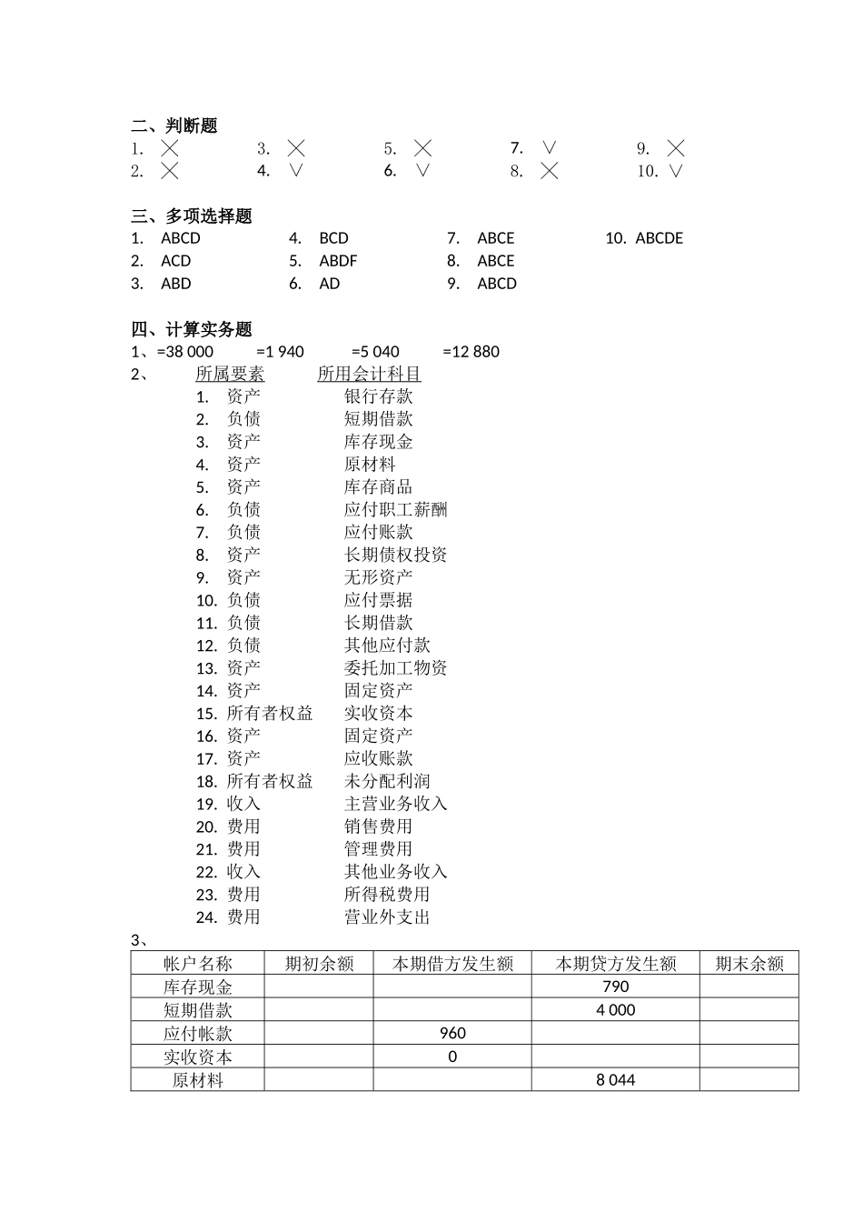 会计学原理课后练习题答案_第2页