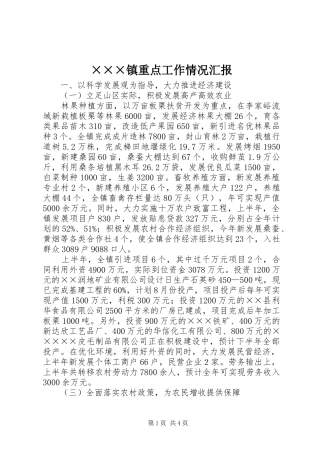 ×××镇重点工作情况汇报