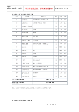 电力系统专用气相色谱仪经济型配置