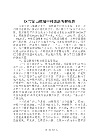 XX市团山镇城中村改造考察报告