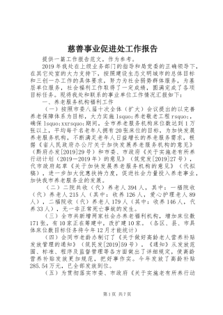 慈善事业促进处工作报告