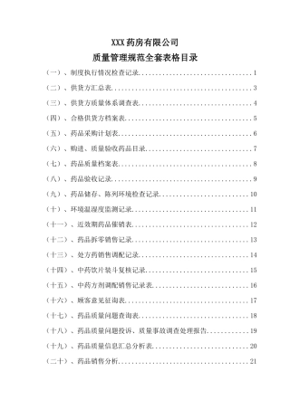 年药房药店最新质量管理规范全套表格