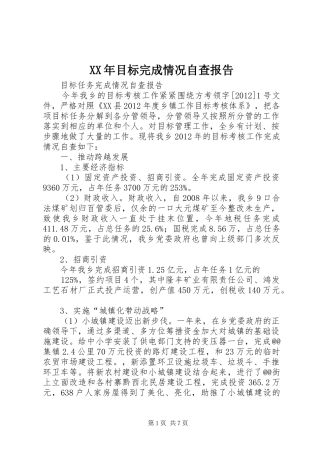 XX年目标完成情况自查报告
