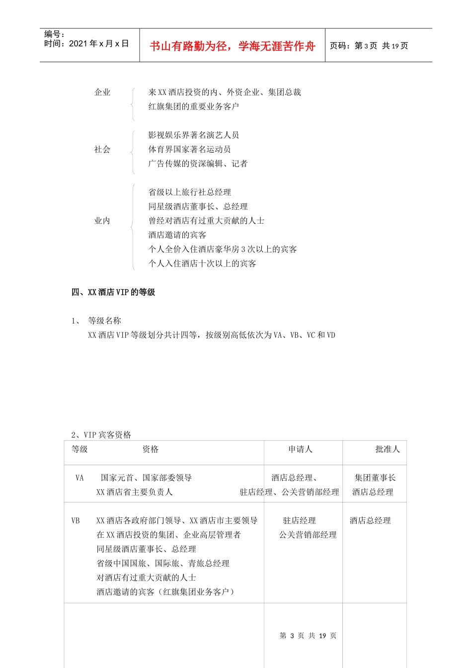 酒店VIP接待策划书_第3页