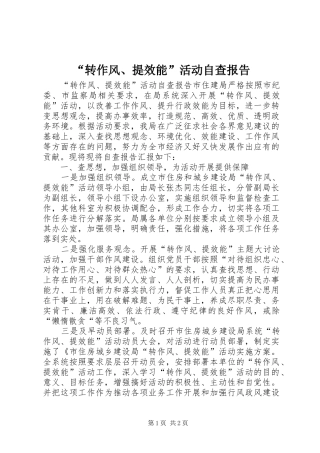 “转作风、提效能”活动自查报告