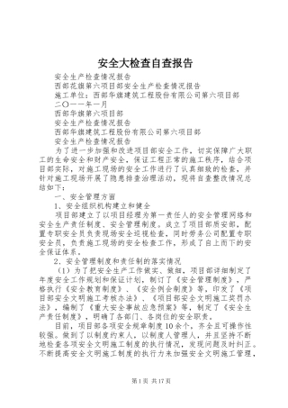 安全大检查自查报告