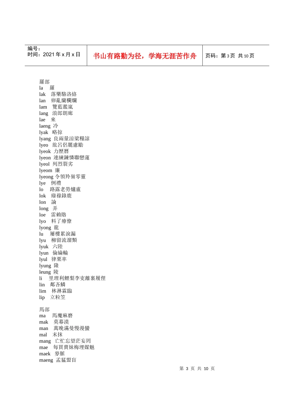 韩国常用汉字及其音读表_第3页