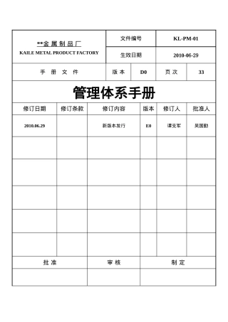 某金属制品厂TS16949质量手册