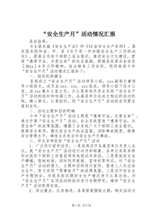 “安全生产月”活动情况汇报