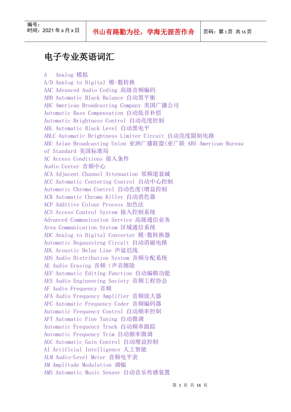 电子专业英语_第1页