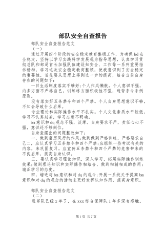 部队安全自查报告