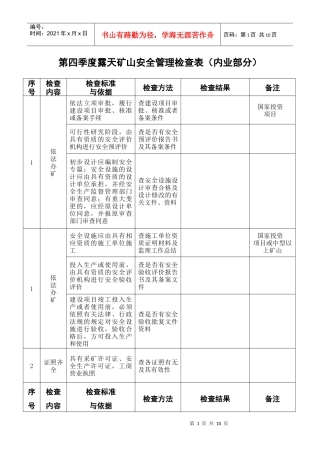 金属非金属露天矿山安全管理检查表