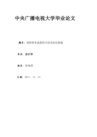 剖析财务造假的手段及防范措施(终稿)