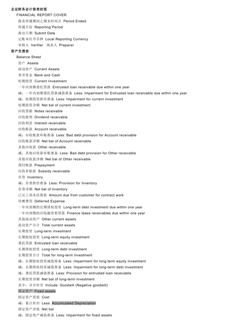 企业英文会计报表_第1页