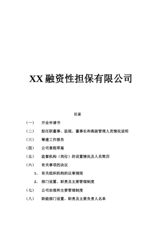 某融资性担保公司成立流程范本