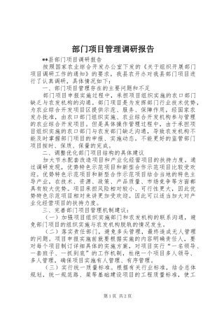 部门项目管理调研报告