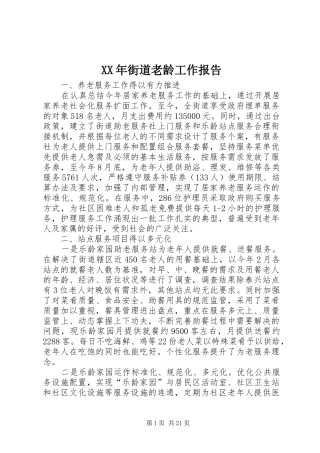XX年街道老龄工作报告