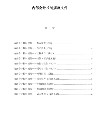 某集团公司全套内部会计控制规范文件