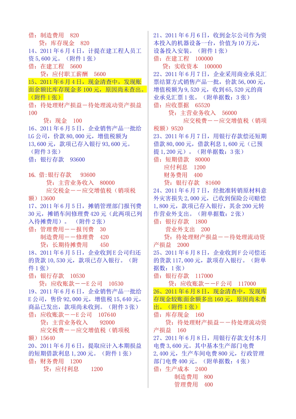 会计分录相关练习题_第2页