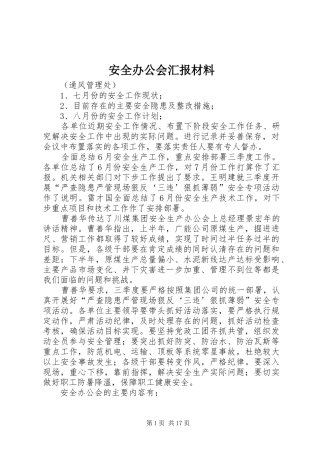安全办公会汇报材料