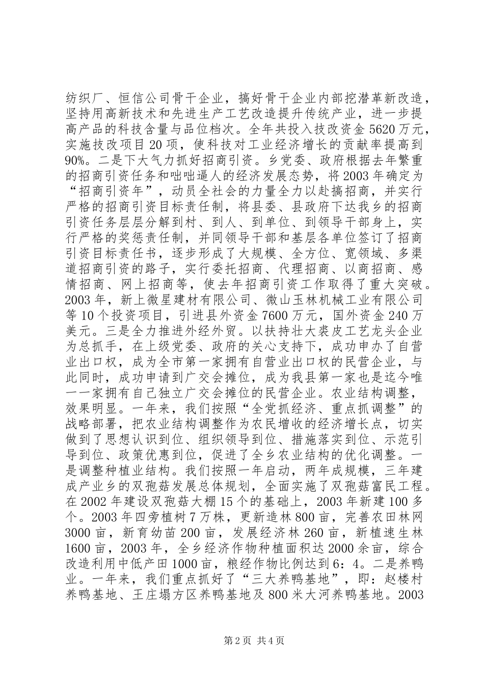 XX乡镇政府工作报告(1)_第2页