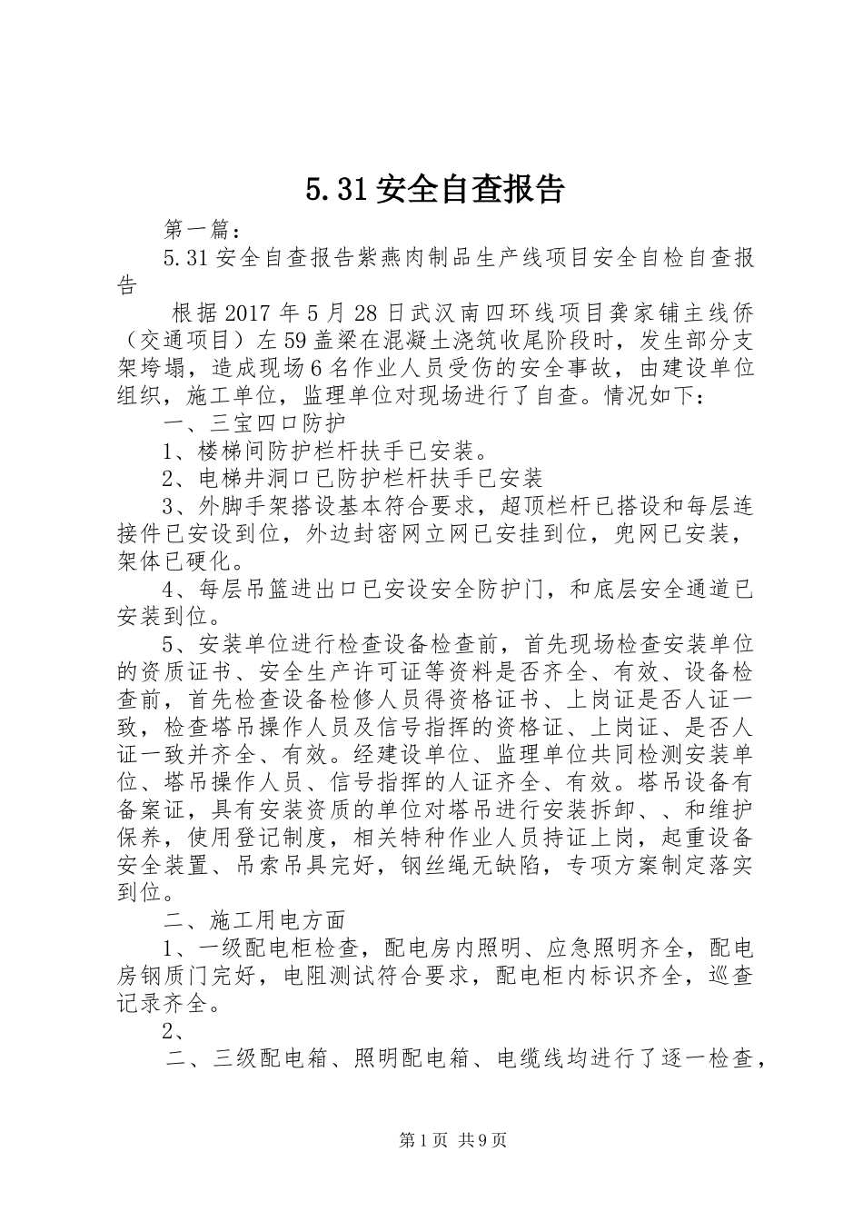 5.31安全自查报告_第1页
