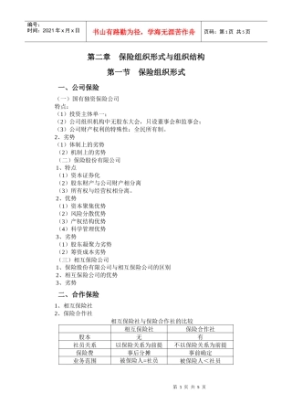 第2章保险组织形式与组织结构提纲