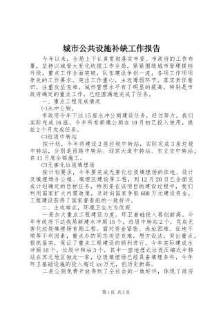 城市公共设施补缺工作报告