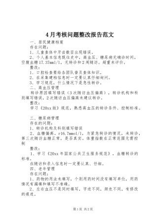 4月考核问题整改报告范文