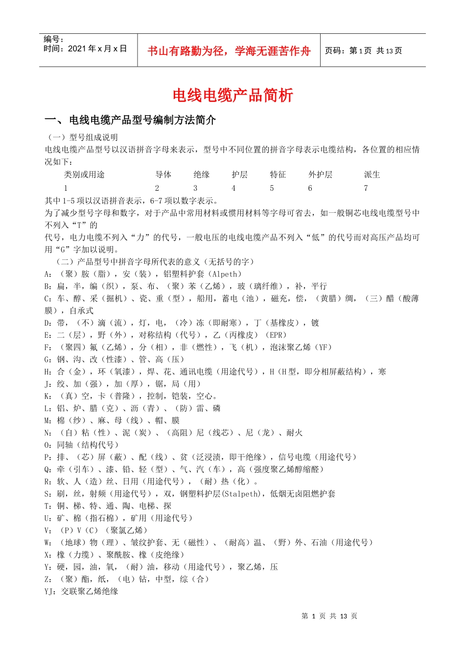电线电缆产品简析_第1页