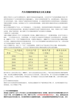 汽车用精密钢管现状分析及展望