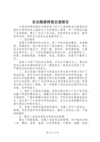 安全隐患排查自查报告